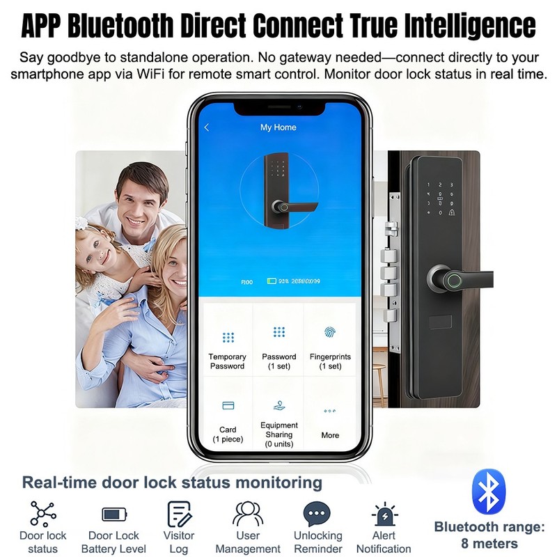 Smart Door Lock Wifi Biometric Fingerprint APP Password Keyless Keypad Entry US gallery