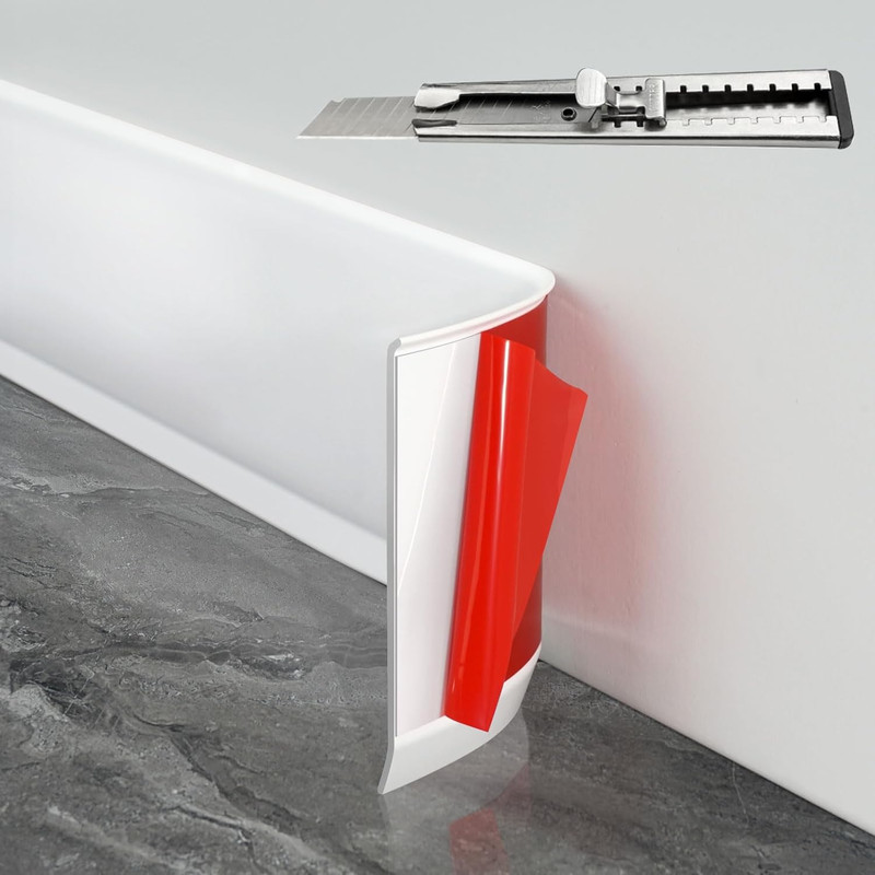 Baseboard Trim,4 Inch(W) X 20 Feet(L) Flexible Baseboard Molding Trim,Self Adhes