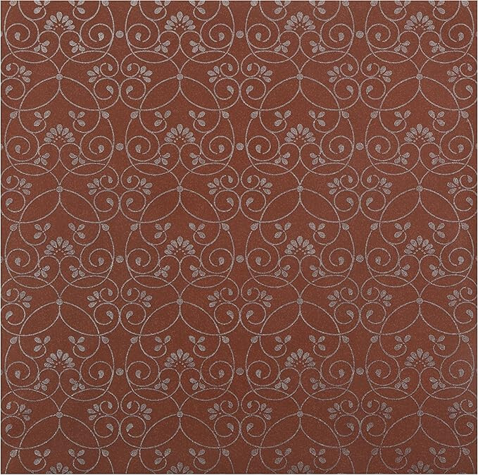 Elegant Metallic Scroll Wallpaper –JE3557 Glittery Silver on Deep Brown