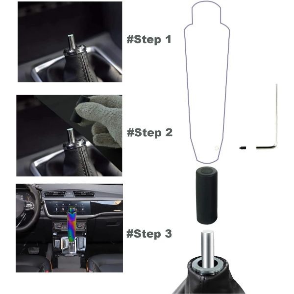 Automatic Shift Knob Metal Car Shifting with Push Button Aluminum Alloy Colorful gallery
