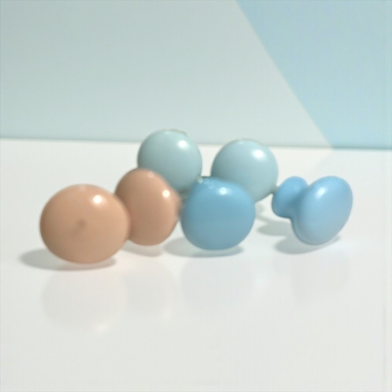 Set Of 6 Ceramic Drawer Knobs In Pastel Blue and Pink Shades - 1 Inch Diameter gallery