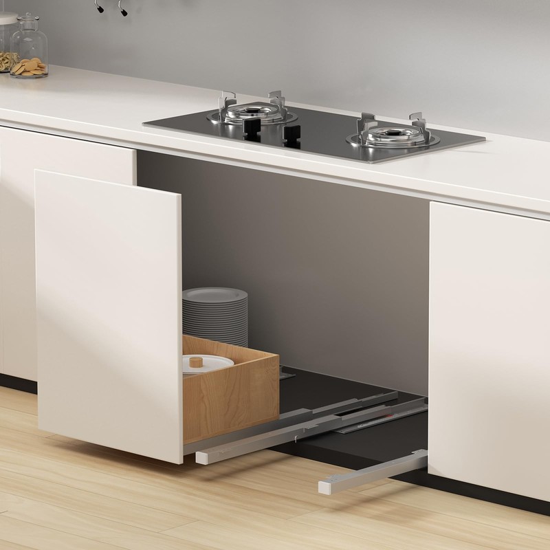 Pair Undermount Drawer Slides Bottom Mount Pull Out Shelf Slider Under Mount ... gallery