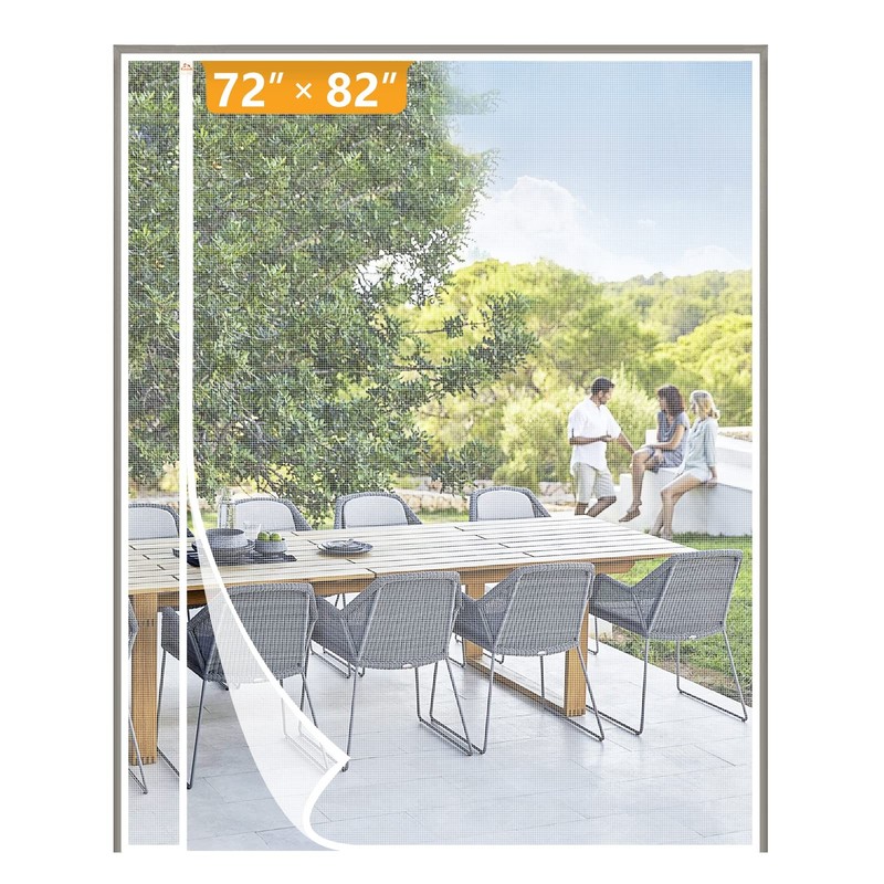 Yotache White Reversible Magnetic Screen Door 72x82 Left/Right Side Opening