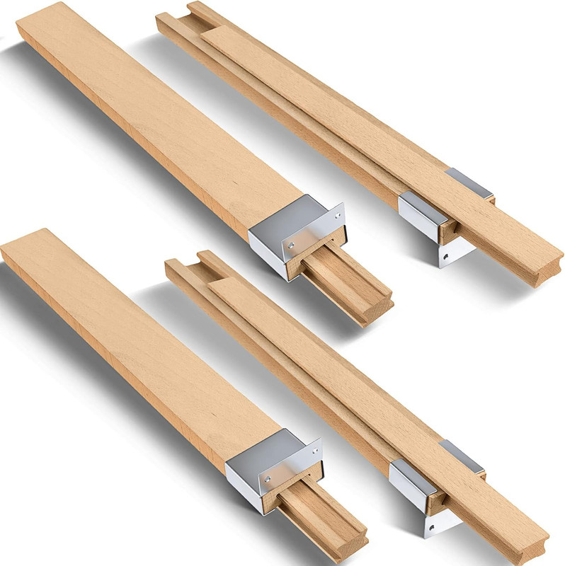 4 Pcs 16 Inches Wooden Drawer Slides Bottom Mount Classic Center Guide