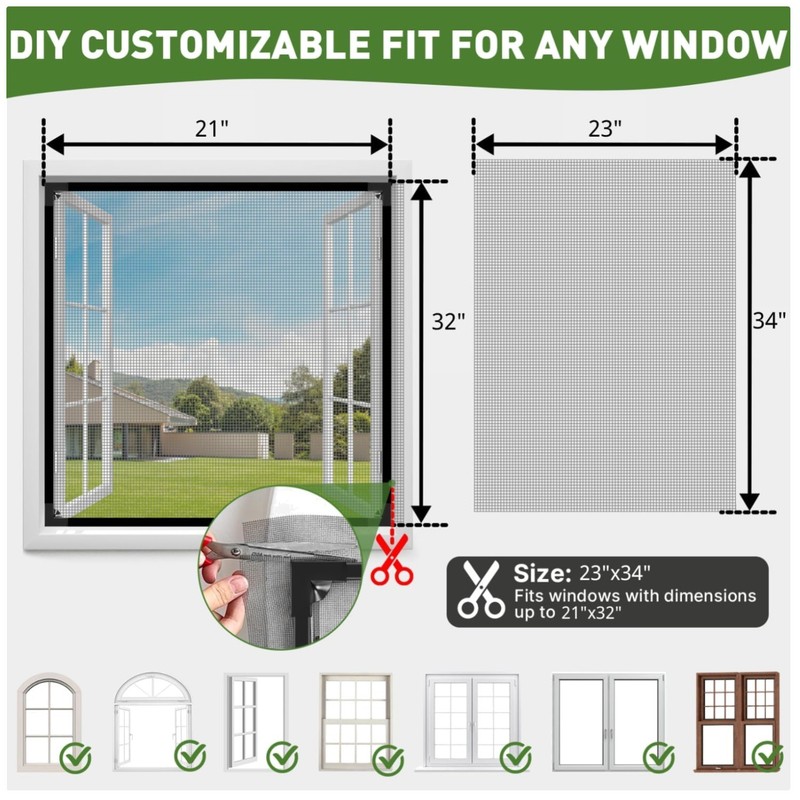 DIY Fiberglass Mesh Window Screen Black Frame