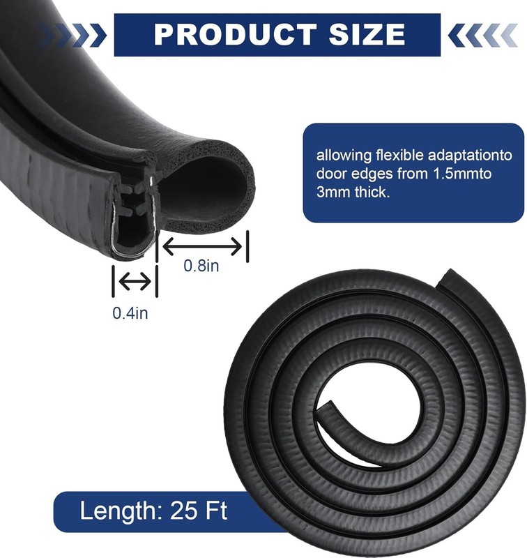 Versatile 25Ft Rubber Door Seal - Protect Cars, RVs, and Boats from Elements gallery