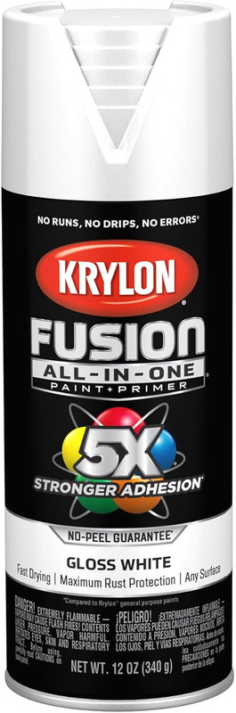 Fusion All-In-One Adhesive Spray Paint for Indoor/Outdoor Use, 12 Oz, White