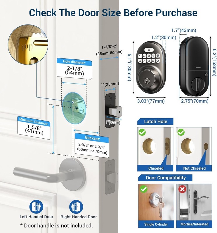 Keyless Entry Door Lock, Electronic Keypad Deadbolt, Keyed Entry, Auto Lock, ... gallery