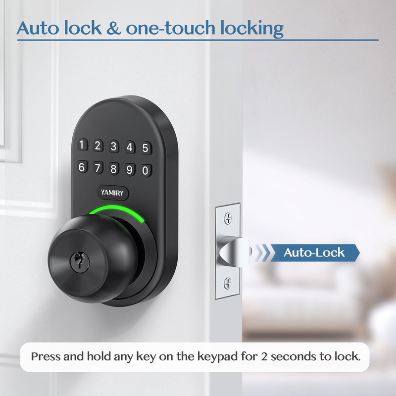 Keypad Door Knob Lock, Keyless Entry Digital Lock with Handle, Electronic Kno... gallery
