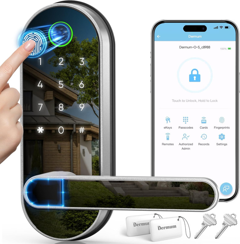 Keyless Entry Fingerprint Digital Smart Lock with Handle & Keypad: Electronic/El gallery