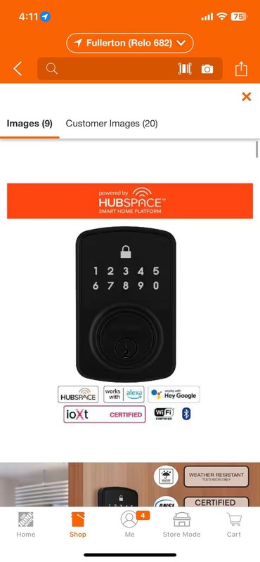 Defiant Square Compact Matte Black Electronic Single Cylinder Deadbolt Wi-Fi