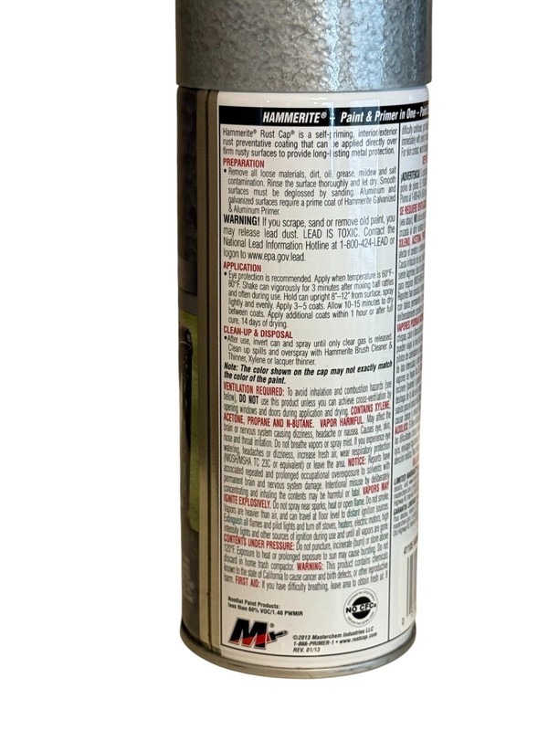 Hammerite Hammered Finish Rust Cap Spray Paint 12oz Can Silver Gray Grey gallery