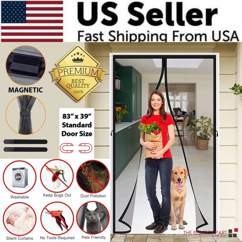 Magnetic Screen Door Mesh Curtain Durable Mosquito Net Bug Hands Free