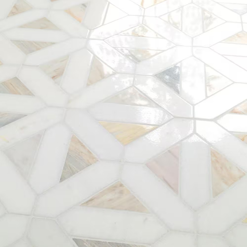 Angora Geometric Pattern 12X12X0.38 In. Polished Marble Mosaic Architectural Lat gallery