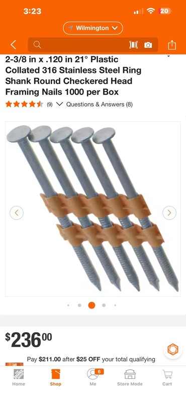 New GRIP RITE Collated framing nails 2-3/8"x 120 1000ct Plastic Strip Round Head gallery