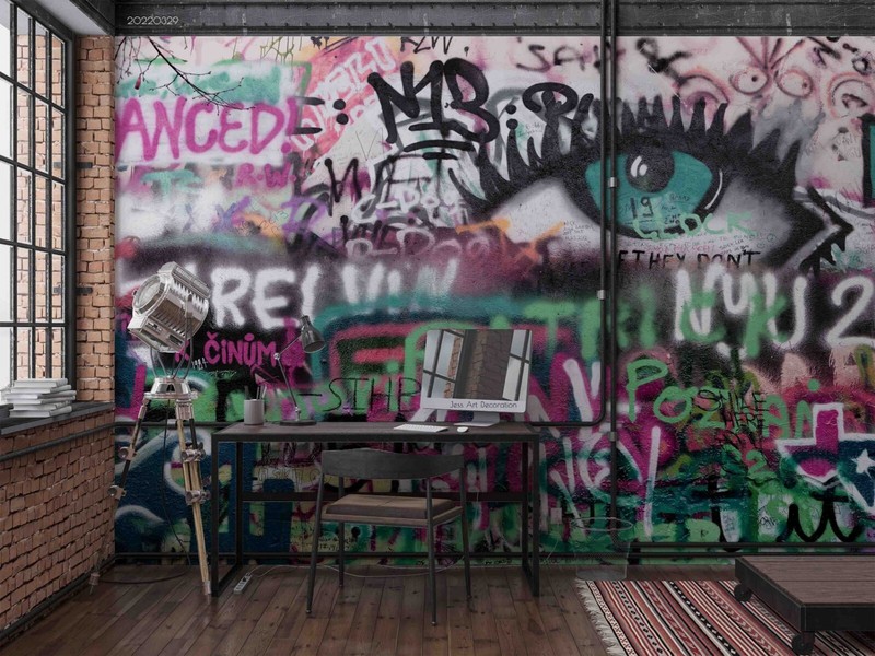 3D Eyes Text Graffiti Wallpaper Wall Murals Removable Wallpaper gallery