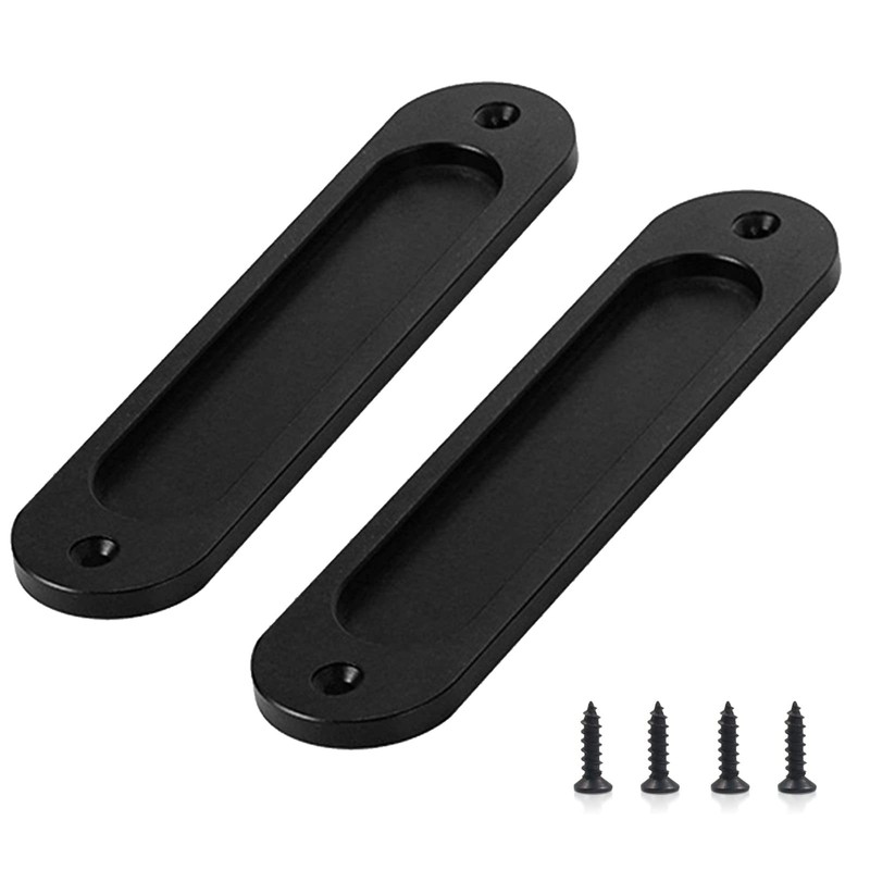 Barn Door Handles 6 Inch Sliding Pull Recessed Finger Flush Matte Black 2 Pack