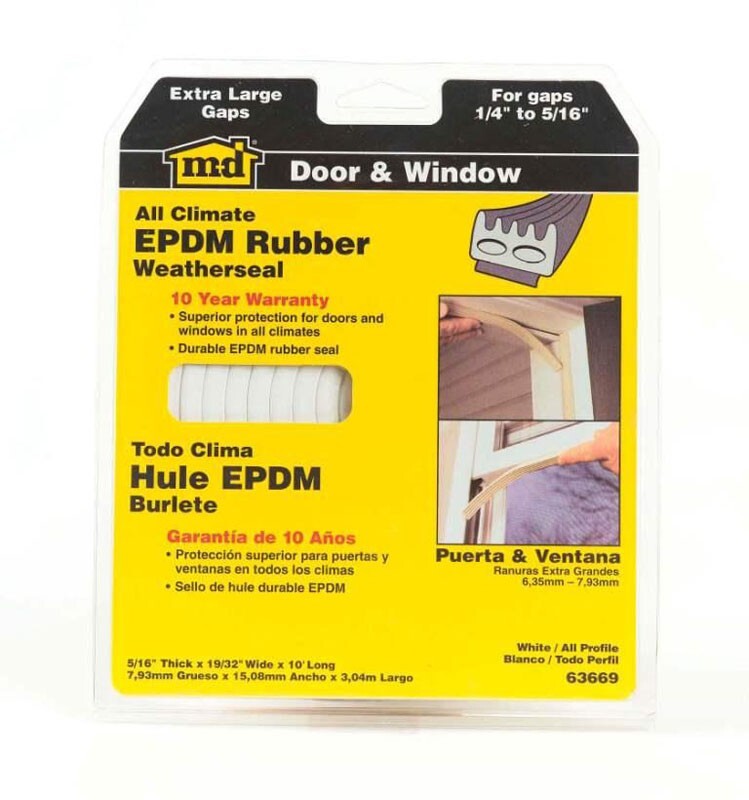 M-D White RUBBER WEATHERSTRIP TAPE SEAL Door Window 5/16″ x 10′ Weatherstrip