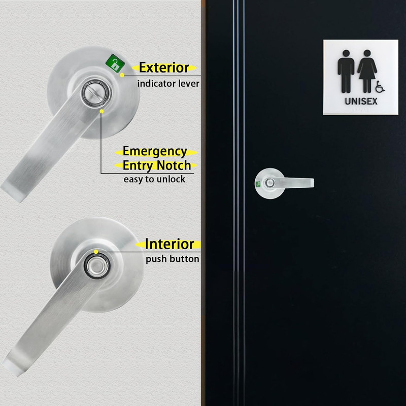 Commercial Privacy Indicator Lock, Heavy Duty Grade 2 Bathroom Door Handle With gallery
