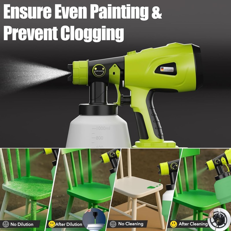 Cordless Paint Sprayer Compatible with Ryobi One+ 18V - 1000ML for Easy Painting gallery