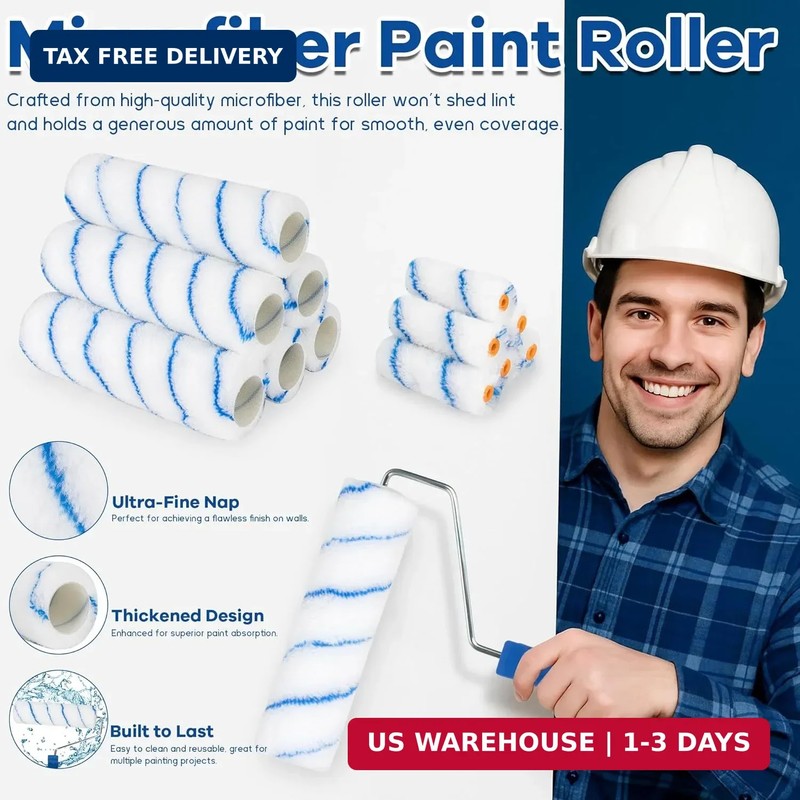 28 PCS Paint Roller Kit with Extension Pole, 4" 9" Paint Roller with Tray, Paint gallery