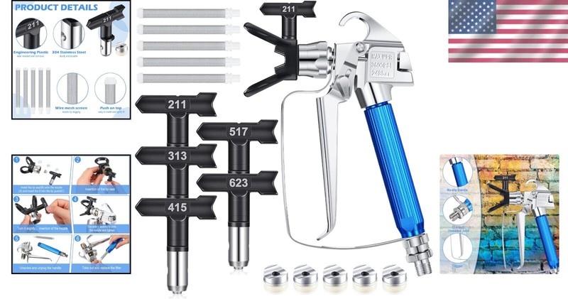 Professional 12-Piece Airless Paint Kit: 5 Spray Tips & Mesh Filters Included gallery