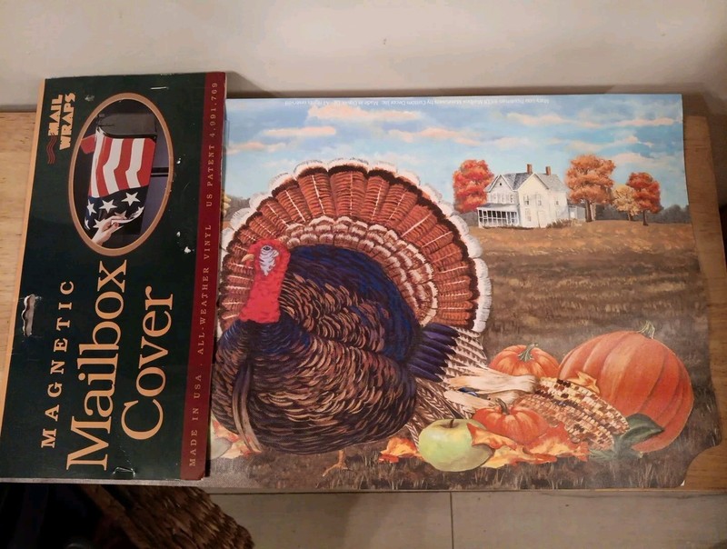 Magnetic Mailbox Cover Mail Wrap Turkey Thanksgiving Fall Farm Country Vinyl New