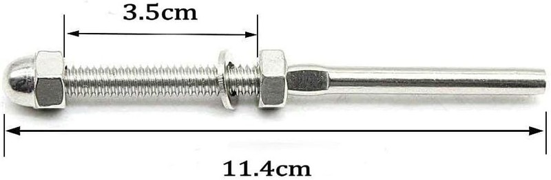 Jingyi Cable Railing Swage Threaded Stud Tension End Fitting 3/16inch, Silver gallery