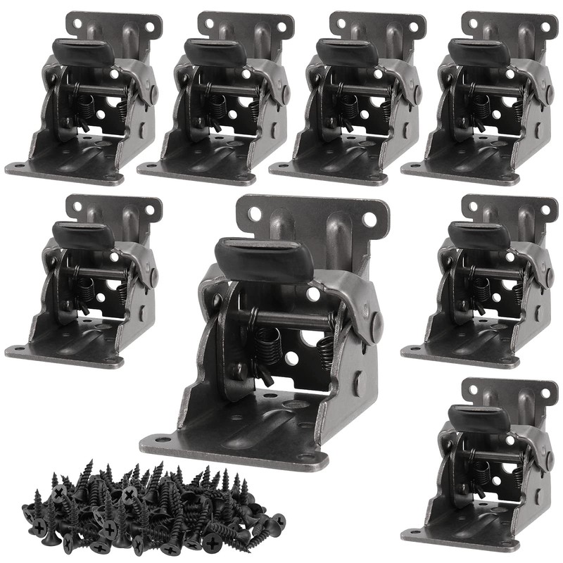 8 Pack Table Legs Foldable Hinges, 0-90 Degree Folding Locking Hinge, Black