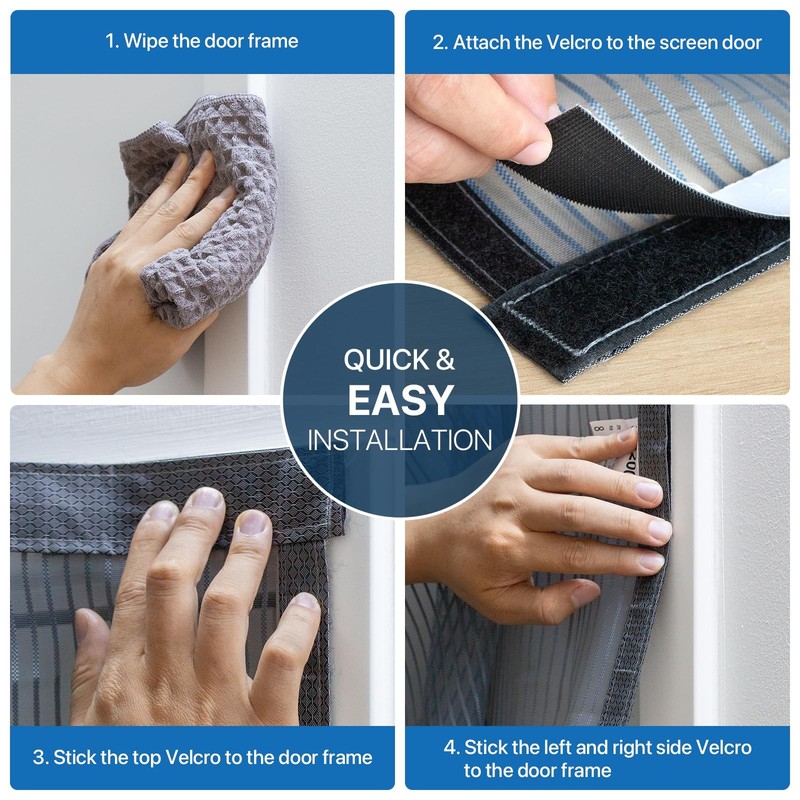 Heavy Duty Door Screen Magnetic Closure, Thickened Fiberglass Screen Door Mesh gallery