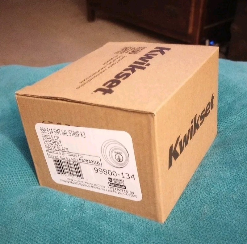 Kwikset Single Cylinder Keyed Entry Deadbolt ~ Matte Black ~ 99800-134 Brand New