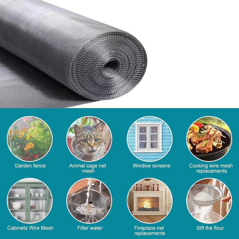 304 Stainless Steel Mesh Window Screen Roll 36"x200" With Stab Resistant Gloves gallery