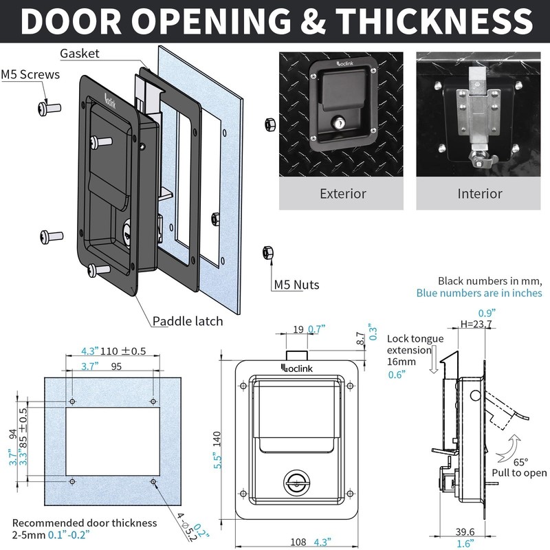 Black Truck Tool Box Lock Replacement kit, 2PCS Stainless Steel Paddle Latch ... gallery