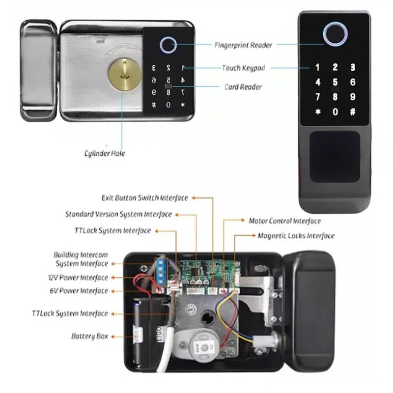 WiFi Fingerprint Password Lock For Tuya APP Multifunctional Gate Lock Premium
