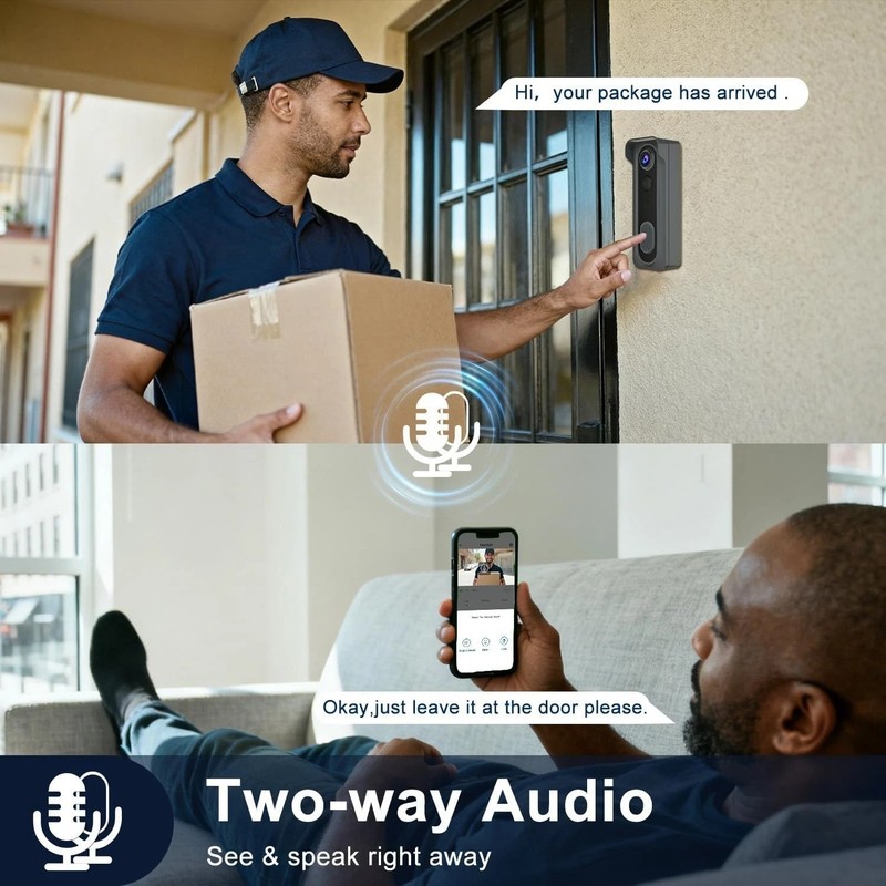 Smart Wireless Doorbell Camera - 2K HD Video, Two-Way Audio & Cloud Storage gallery