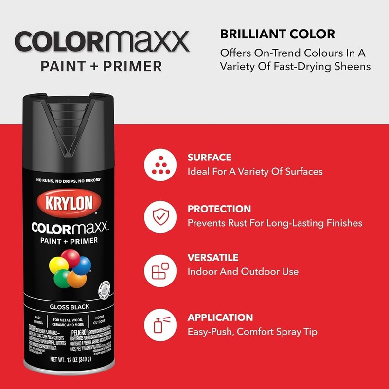 Acrylic Spray Paint & Primer - 12 oz Gloss Machinery Gray, Rust-Resistant Finish gallery