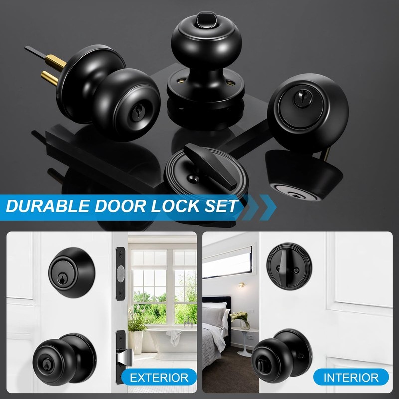 Plustool 2 Pack Front Door Lock Set Matte Black,Exterior Door Lock Set with D... gallery