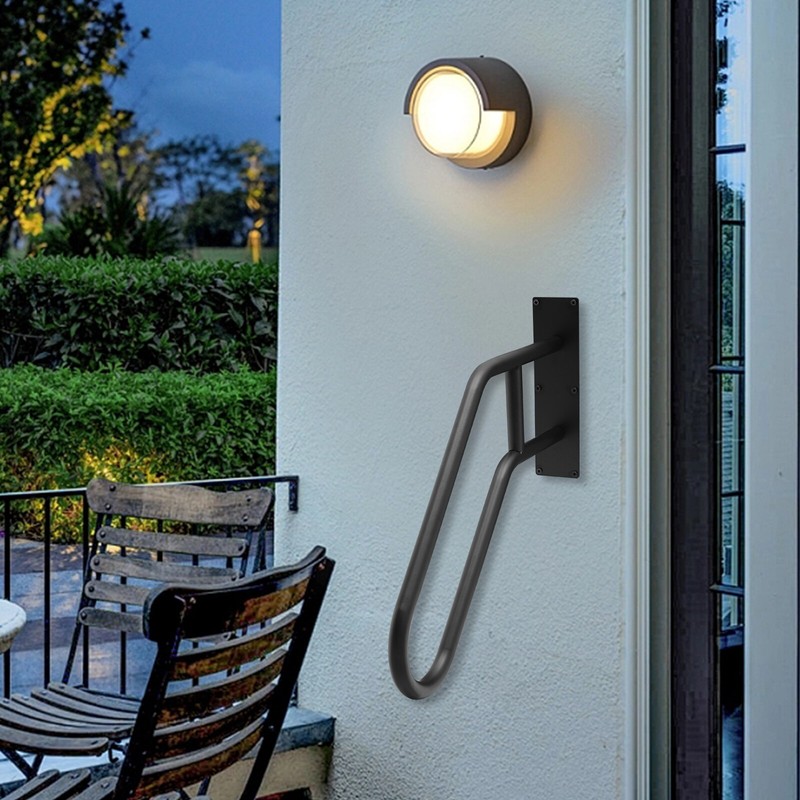 Handrail Outdoor Grab Bar Handrail Bracket Support Stairs Wall Mounted Black 26" gallery