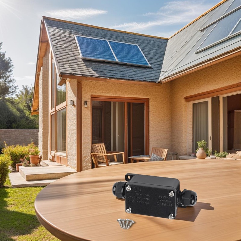 240V Black Waterproof Junction Box with 2 Ports for Outdoor Applications gallery