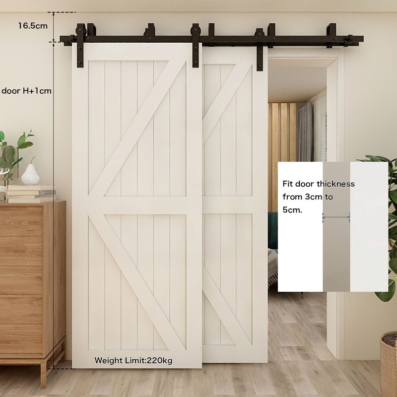 4-20FT Bypass Sliding Barn Door Hardware Kit For Double Door ,Closet,Heavy Duty gallery