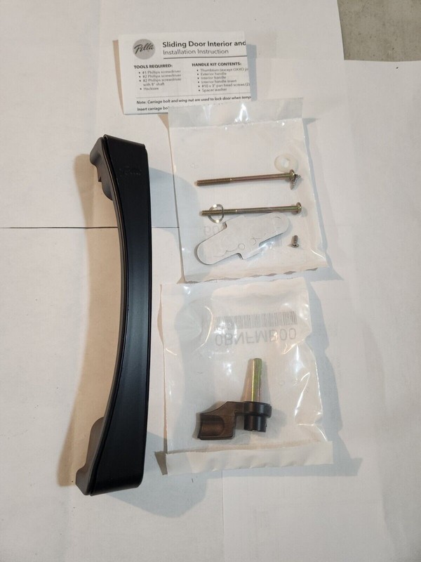 PELLA BLACK INTERIOR HANDLE FOR SLIDING DOOR OX, NEW IN BOX ***FREE SHIPPING**