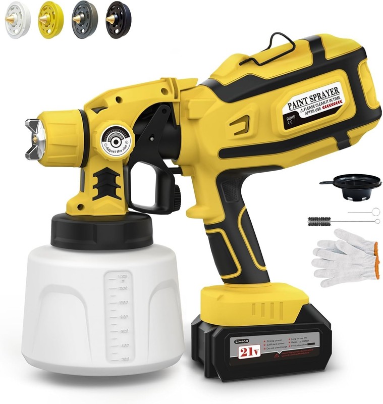 Cordless Paint Sprayer 2200mAh Battery 1400ml 5 Nozzles Spray Gun