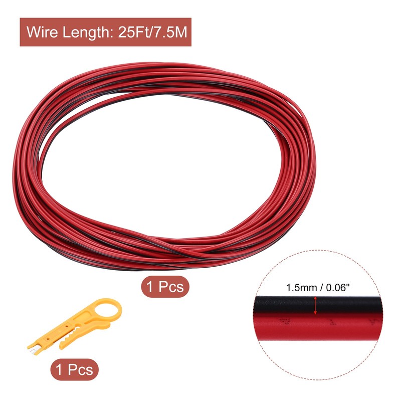 24AWG 2 Conductor Parallel PVC Wire 25Ft/7.5M Long 300V for LED Cable gallery