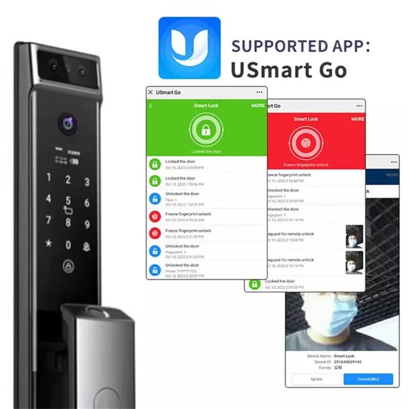 3D Face Recognition Door Lock Keyless Smart Mortise Lock Security Intelligent gallery