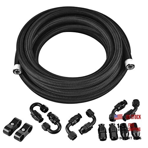 PTFE Fuel Line Kit,AN10 E85 Nylon Braided Fuel Hose 16FT(1/2 Inch ID) 10AN