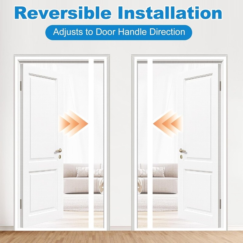 Side Opening Magnetic Screen Door, Fit Door Size 36 x 96in Reversible White gallery