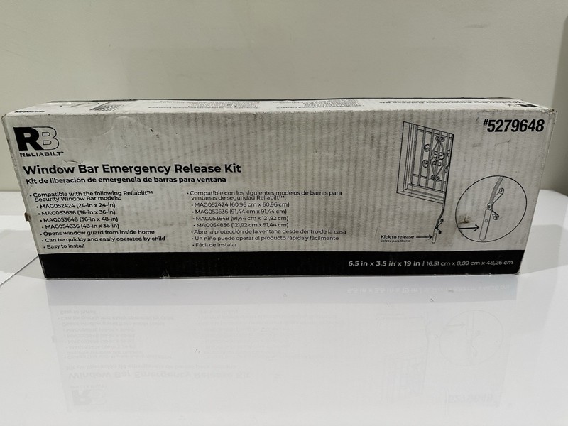 New ReliaBilt Window Bar Emergency Release Kit – Black Fire Kids Home Safety