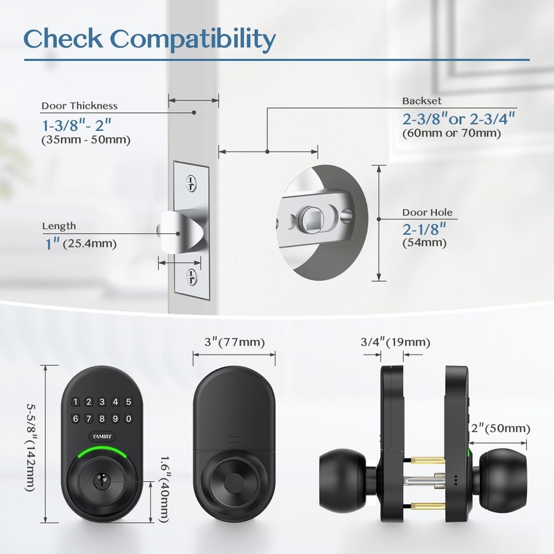 Keypad Door Knob Lock, Keyless Entry Digital Lock with Handle, Electronic Kno... gallery