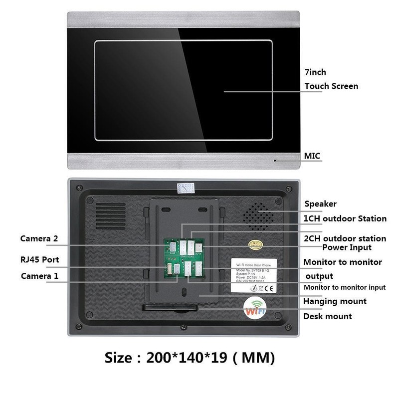 Tuya App Video 7" Touch Screen Intercom WIFI Home Phone 1080P Villa Doorbell gallery