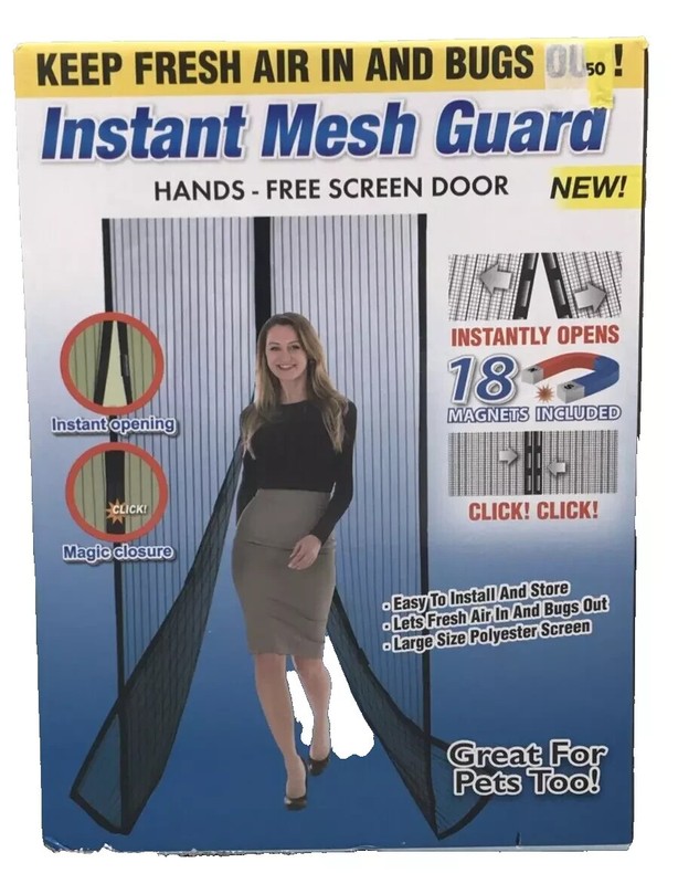 Instant Mesh Guard Magnetic Screen Door-Keep Fresh Air in and Bugs Out NEW